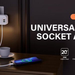 مشترك كهربائئ وشاحن Type-Cبقوة شحن 20w و3 مخارج USB للشحن السريع